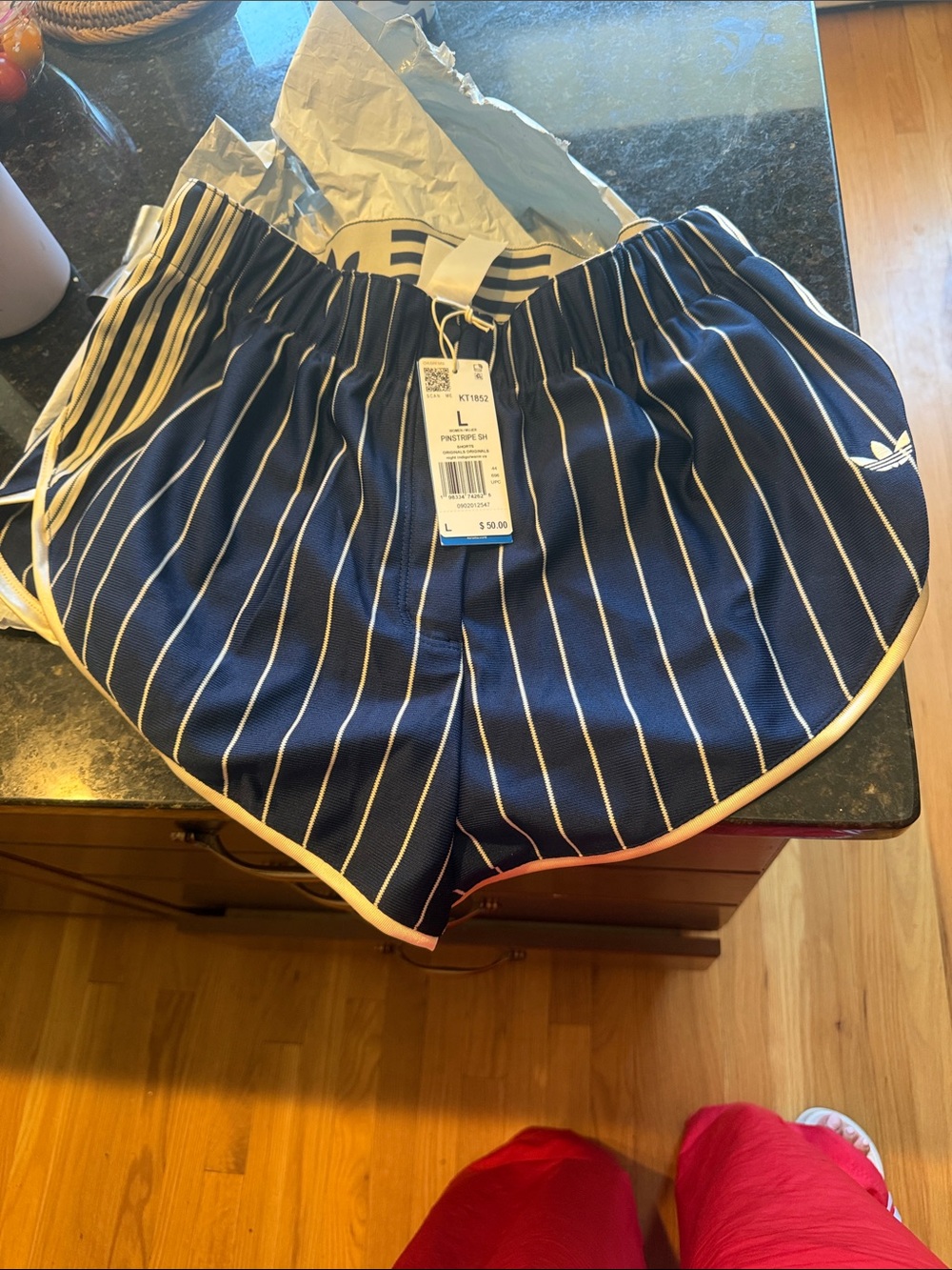 adidas Pinstripe Firebird Shorts - Picture 3 of 4